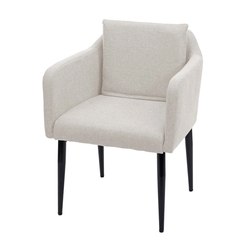 Chaise de salle à manger fauteuil assise et de dossier arrondies en tissu/textile crème beige 04_0006314