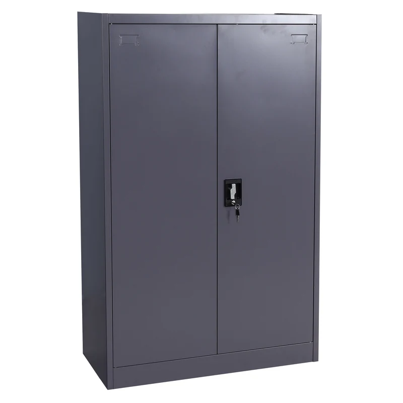 Armoire de bureau en acier 2 portes verrouillables en métal 140x90x40 cm gris foncé 04_0006412
