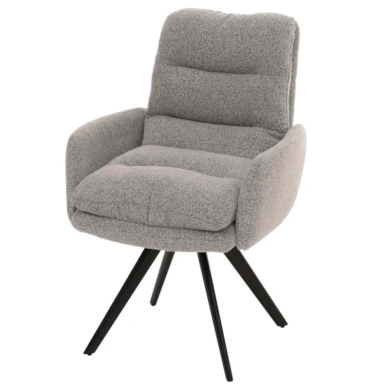 Chaise de salle à manger chaise de cuisine pivotante position automatique tissu/textile bouclé gris clair avec accoudoir 04_0006286