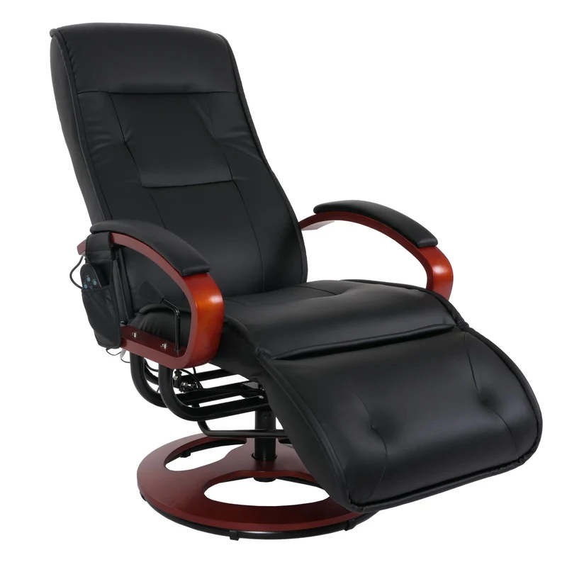 Fauteuil de relaxation avec fonction massage 8 points 5 niveaux d'intensité en PVC noir 04_0006383