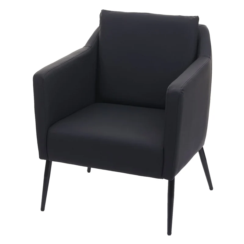 Fauteuil de relaxation en cuir synthétique noir et cadre en métal 04_0006385