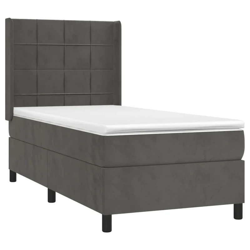 Cadre de lit LED avec sommier tête de lit matelas 80x200cm tissu velours gris foncé TDL0208274