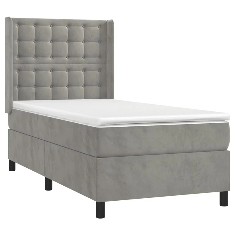 Cadre de lit LED avec sommier tête de lit matelas 80x200cm tissu velours gris clair TDL0208493