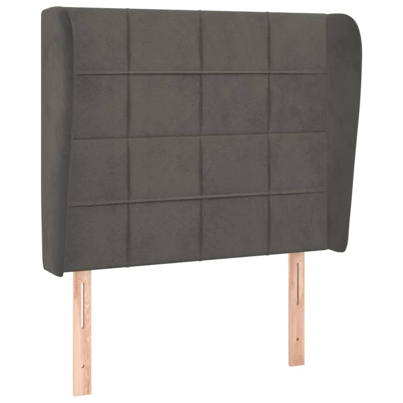 Tête de lit accessoire couchage chambre à coucher meuble avec rebord latéral 83 x 23 x 118/128 cm tissu velours gris foncé TDL0204888