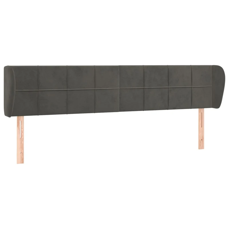 Tête de lit accessoire couchage chambre à coucher meuble avec rebord latéral 163 x 23 x 78/88 cm tissu velours gris foncé TDL0204968