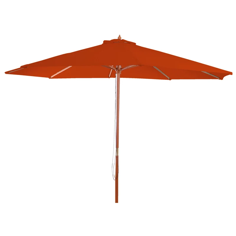 Parasol de jardin parasol diamètre 3m polyester/bois couleur terre cuite 04_0008013