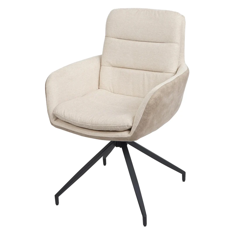 Chaise de salle à manger x1 inclinable pivotante position automatique tissu crème beige 04_0006335