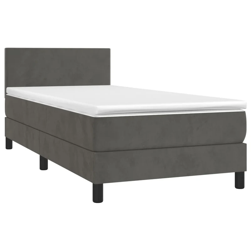 Cadre de lit LED avec sommier tête de lit matelas 80x200cm tissu velours gris foncé TDL0208279