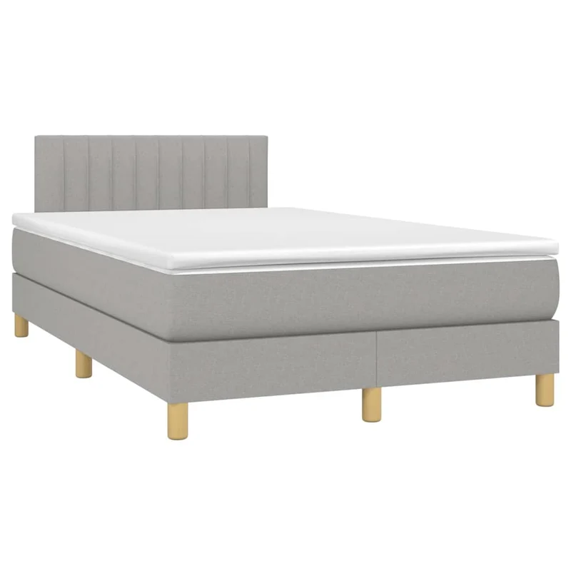 Cadre de lit LED avec sommier tête de lit matelas surmatelas 120x200 cm tissu gris clair TDL0207892