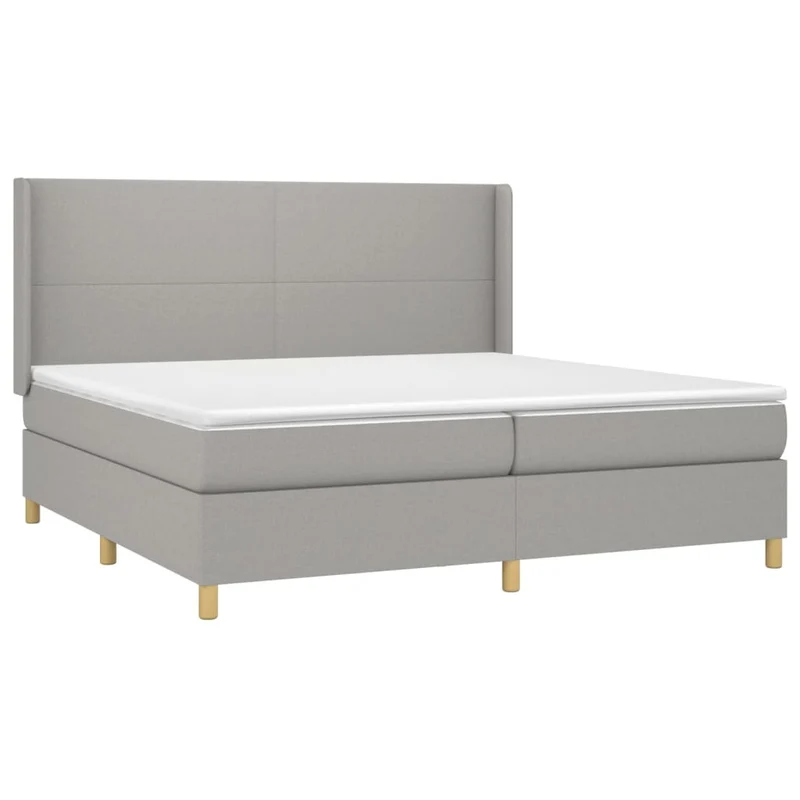 Cadre de lit LED avec sommier tête de lit matelas surmatelas 200x200 cm tissu gris clair TDL0207806