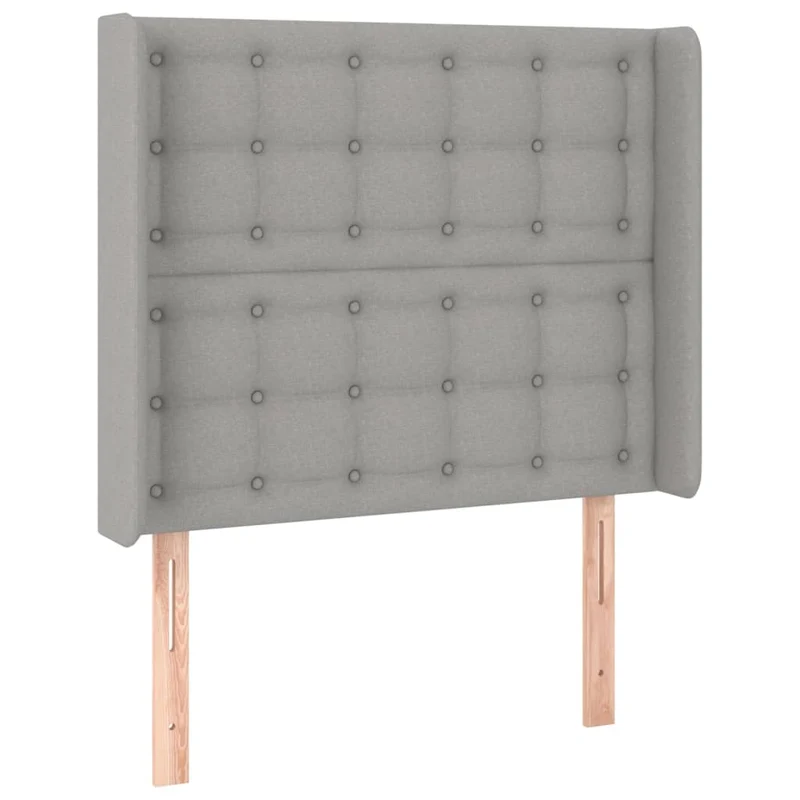 Tête de lit accessoire couchage chambre à coucher meuble avec rebord latéral capitonné 83 x 16 x 118/128 cm tissu gris clair TDL0205148