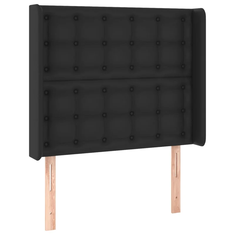 Tête de lit accessoire couchage chambre à coucher meuble capitonné avec rebord latéral 83 x 16 x 118/128 cm synthétique noir TDL0204466
