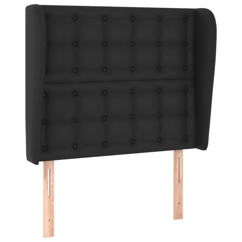 Tête de lit accessoire couchage chambre à coucher meuble capitonné avec rebord latéral 83 x 23 x 118/128 cm synthétique noir TDL0204437