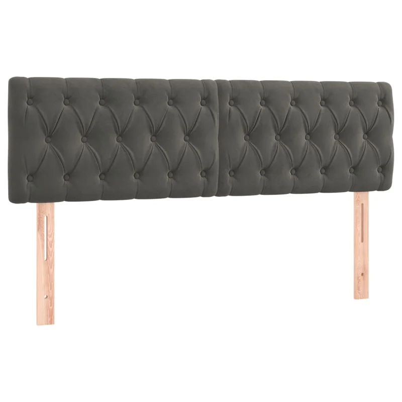 Tête de lit accessoire couchage chambre à coucher meuble à LED 144 x 7 x 78/88 cm tissu velours gris foncé TDL0201143