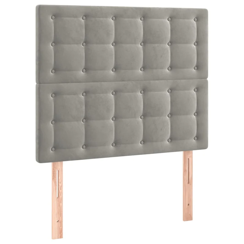 Tête de lit accessoire couchage chambre à coucher meuble capitonné 2 parties 80 x 5 x 78/88 cm tissu velours gris clair TDL0206413