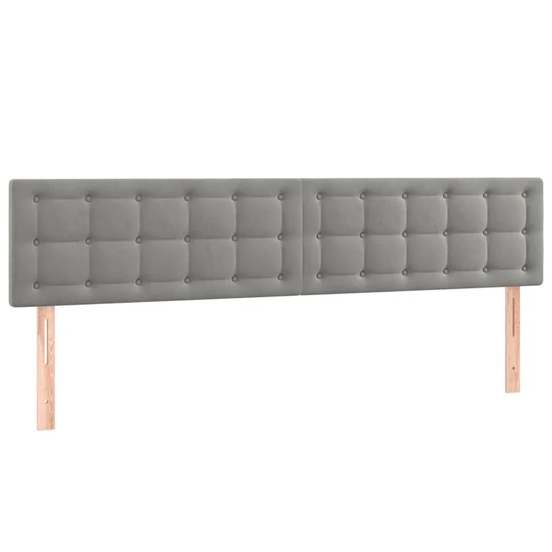 Tête de lit accessoire couchage chambre à coucher meuble capitonné 2 parties 80 x 5 x 78/88 cm tissu velours gris clair TDL0206417
