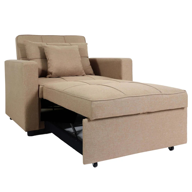 Fauteuil de couchage chaise pliante canapé-lit lit d'appoint relaxation surface de couchage 103x197 cm en tissu taupe 04_0006250