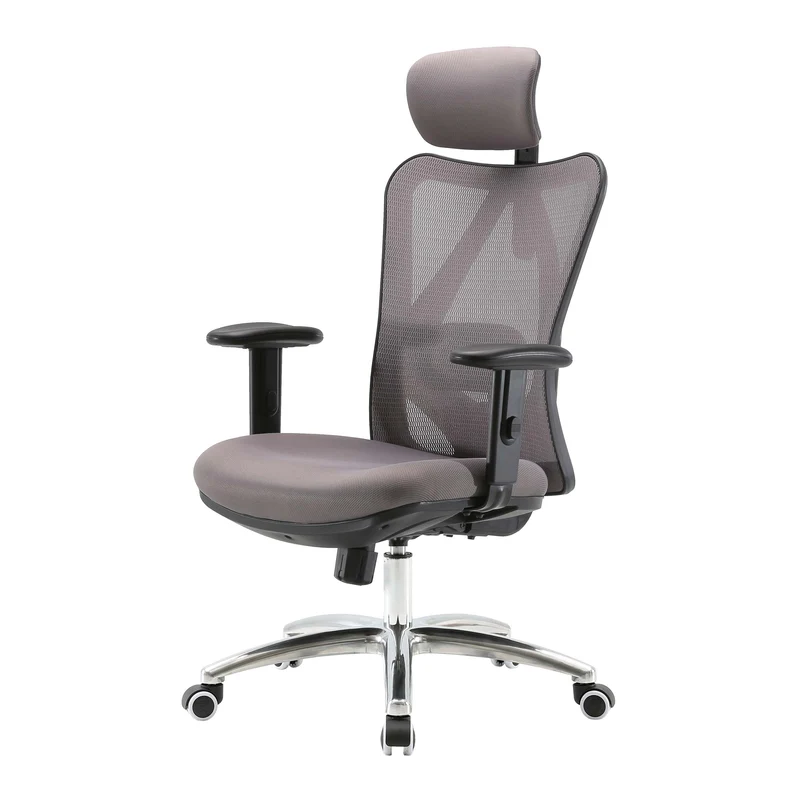 Fauteuil de bureau avec support lombaire ergonomique réglable en hauteur en maille gris 04_0006213