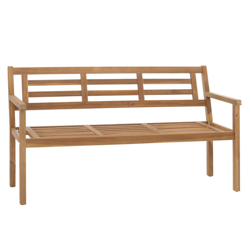 Banc de jardin en bois d'acacia massif avec dossier et accoudoirs sans coussins 04_0005835