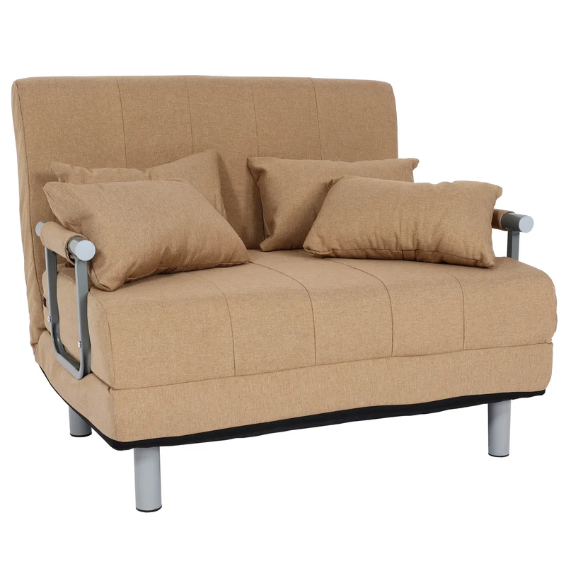 Fauteuil de couchage canapé-lit lit d'appoint relaxation surface de couchage 97x186 cm tissu crème 04_0006259