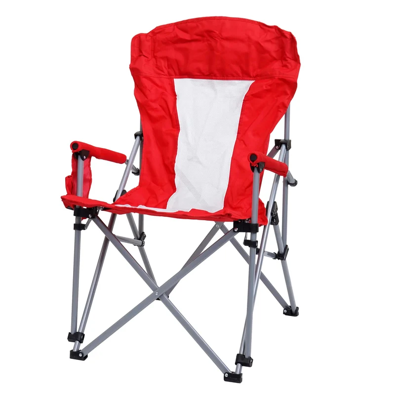 Chaise de camping pliable pêche avec porte-gobelet housse de protection lavable tissu rouge 04_0006244