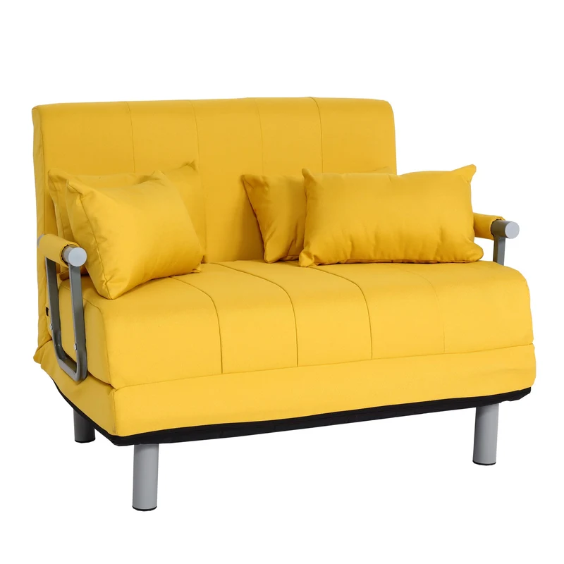 Fauteuil de couchage canapé-lit lit d'appoint relaxation surface de couchage 97x186 cm tissu jaune 04_0006261