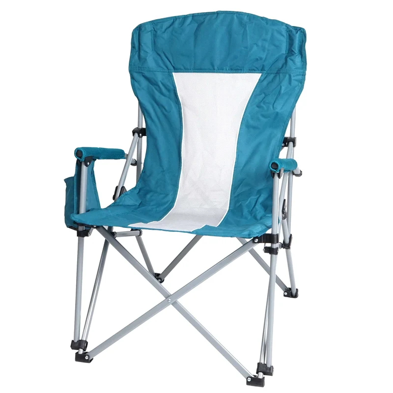 Chaise de camping pliable pêche avec porte-gobelet housse de protection lavable tissu turquoise 04_0006242