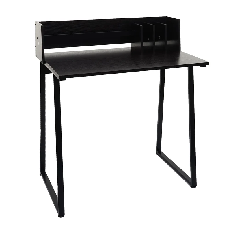 Bureau table d'ordinateur 82x51 cm Support pour livres et documents inclus structure en métal et MDF noir 04_0006059