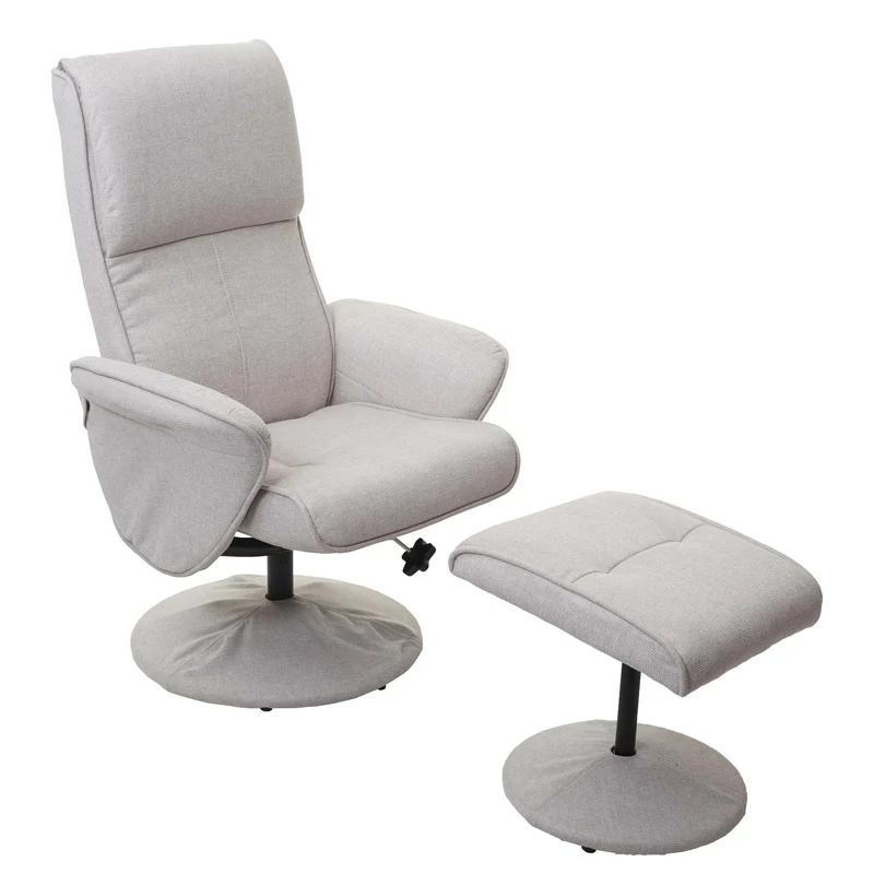 Fauteuil de relaxation TV avec repose-pieds design Chesterfield pivotant en PVC blanc 04_0003105