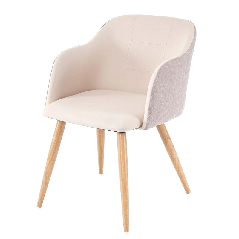 Chaise de salle à manger x1 design rétro accoudoirs tissu/textile crème-beige 04_0002219