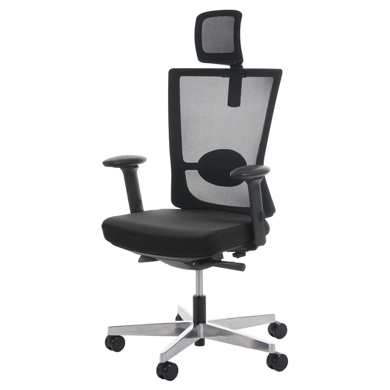 Fauteuil de bureau ergonomique pivotant inclinable avec appui-tête rembourrage/maille noir 04_0001890