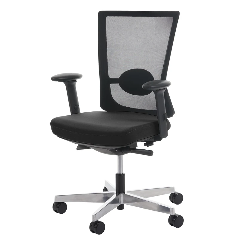 Chaise de bureau ergonomique fonction bascule avec accoudoirs en tissu mesh noir 04_0001889