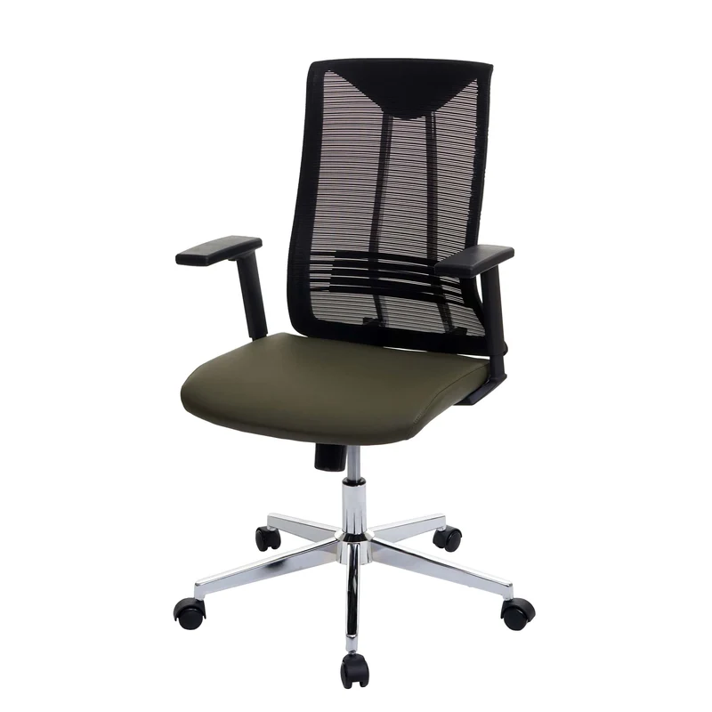 Chaise de bureau ergonomique pivotante avec accoudoirs en tissu mesh vert olive 04_0001886