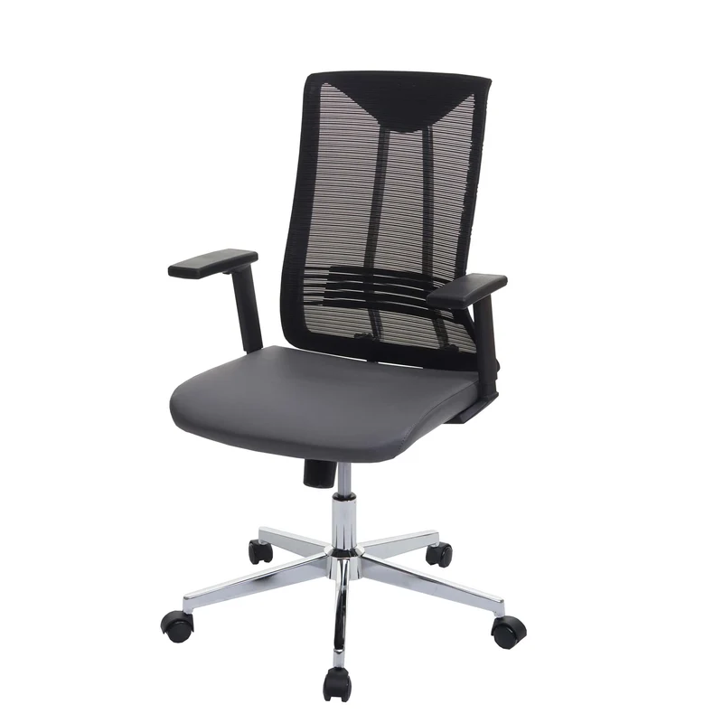 Chaise de bureau ergonomique pivotante avec accoudoirs en tissu mesh gris 04_0001885