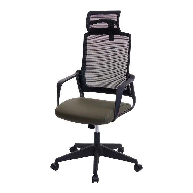 Fauteuil de bureau ergonomique pivotante avec accoudoirs et dossier en tissu mesh olive vert 04_0001883