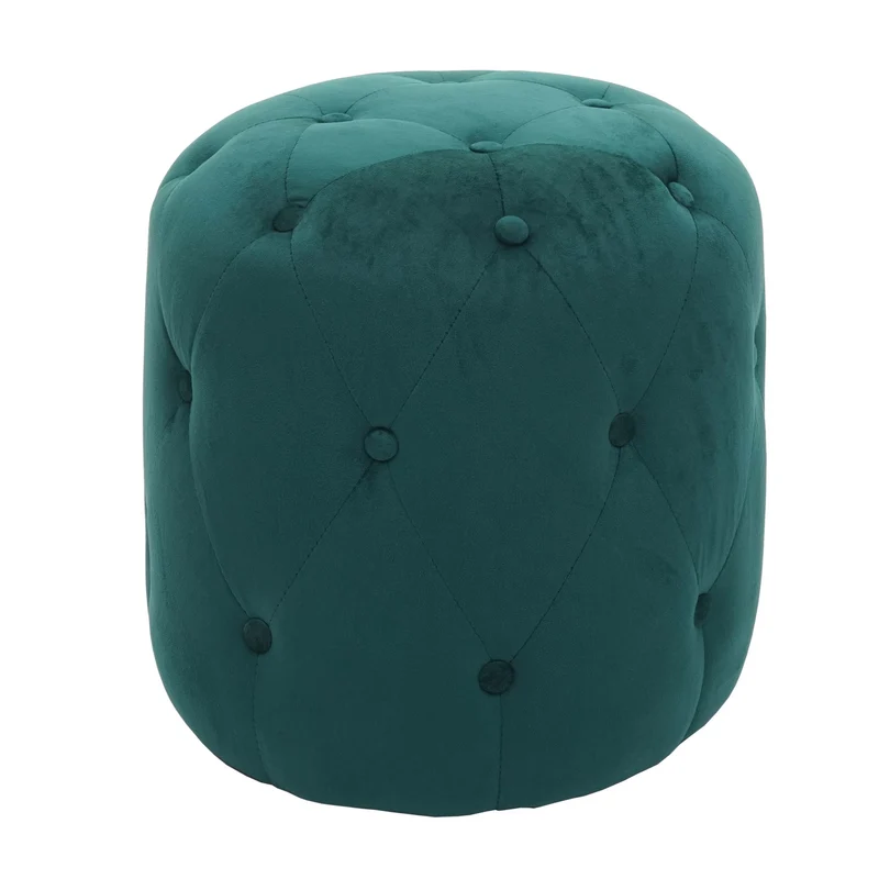 Tabouret pouf repose-pieds style ottoman 42x39cm velours vert foncé 04_0005337