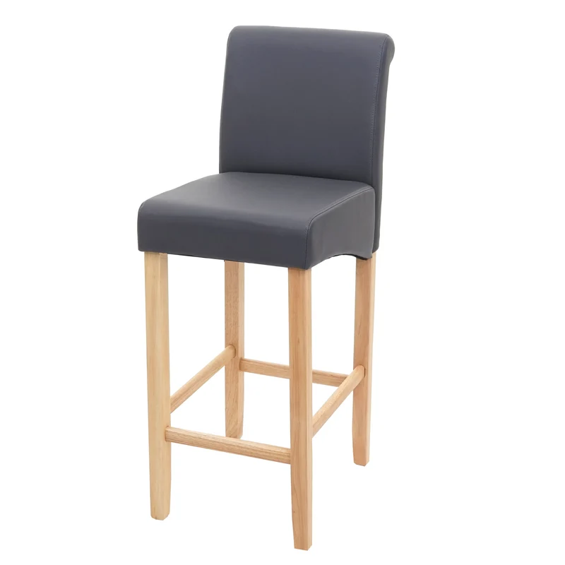 Tabouret de bar chaise haute x1 design classique avec repose-pieds en PVC gris mat pieds clairs 04_0005269