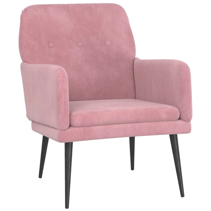 Fauteuil lounge design et moderne avec accoudoirs 62 x 79 x 79 cm en velours rose DEC028663