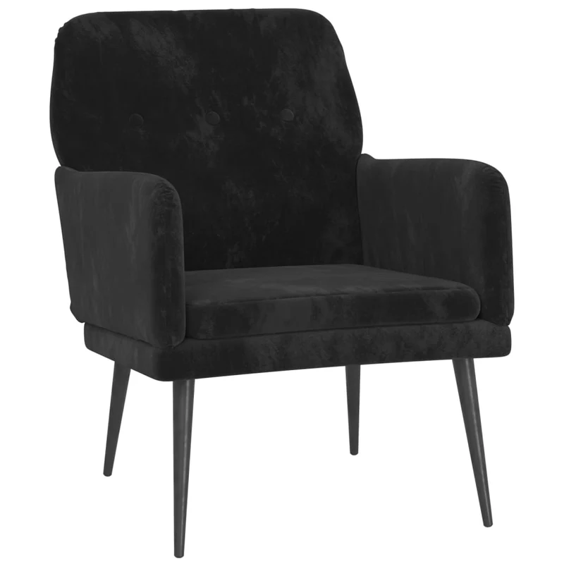 Fauteuil lounge design et moderne avec accoudoirs 62 x 79 x 79 cm en velours noir DEC028646