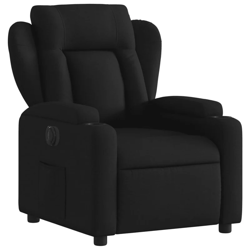 Fauteuil relax TV fonction d'inclinaison électrique très confortable en tissu noir DEC028507
