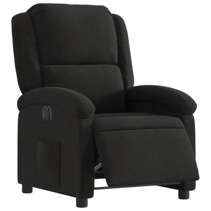 Fauteuil relax TV fonction d'inclinaison électrique très confortable en tissu noir DEC028491