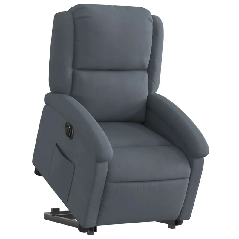 Fauteuil relax TV fonction de levage électrique très confortable en velours gris foncé DEC028370