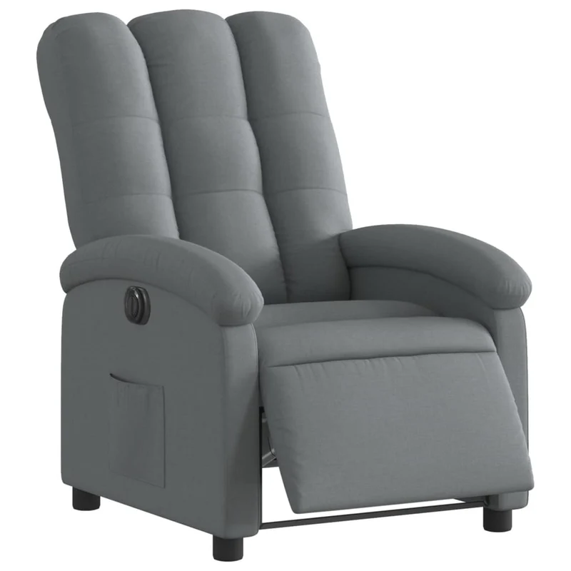 Fauteuil relax TV fonction d'inclinaison électrique très confortable en tissu gris foncé DEC028358