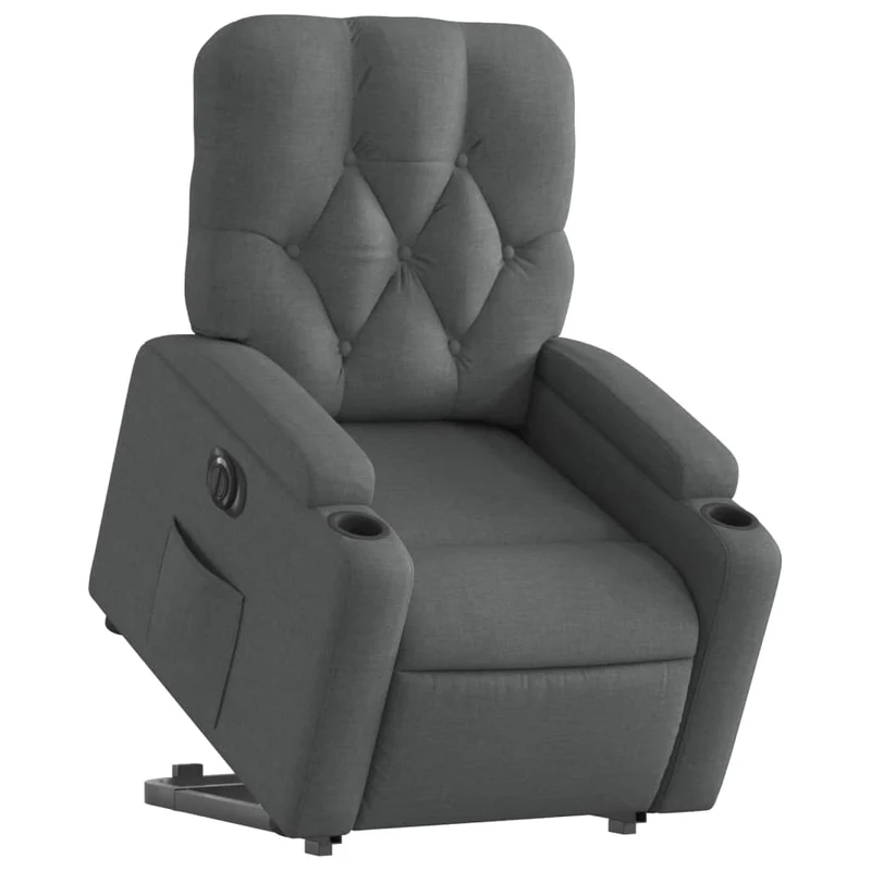 Fauteuil relax TV fonction de levage électrique très confortable en tissu gris foncé DEC028343