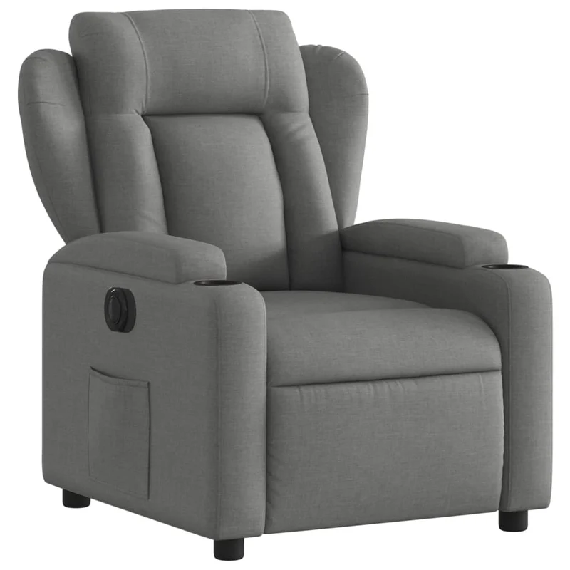Fauteuil relax TV fonction inclinable électrique très confortable en tissu gris foncé DEC028339
