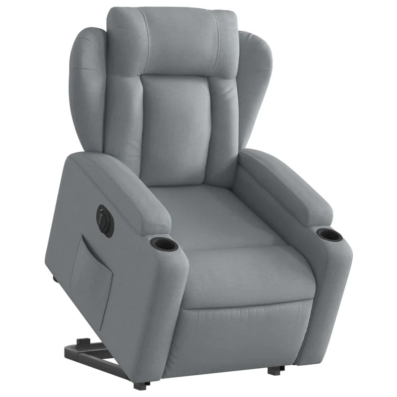 Fauteuil relax TV fonction de levage électrique très confortable en tissu gris clair DEC028325