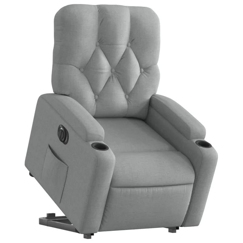 Fauteuil relax TV fonction de levage électrique très confortable en tissu gris clair DEC028309
