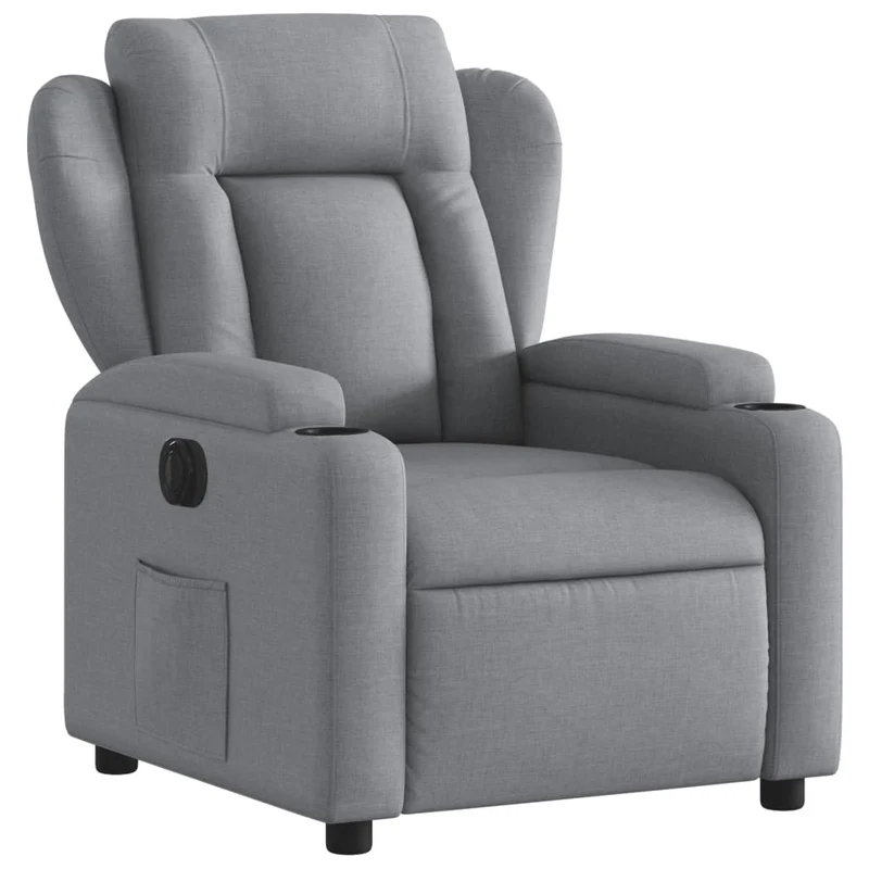 Fauteuil relax TV fonction d'inclinaison électrique très confortable en tissu gris clair DEC028304