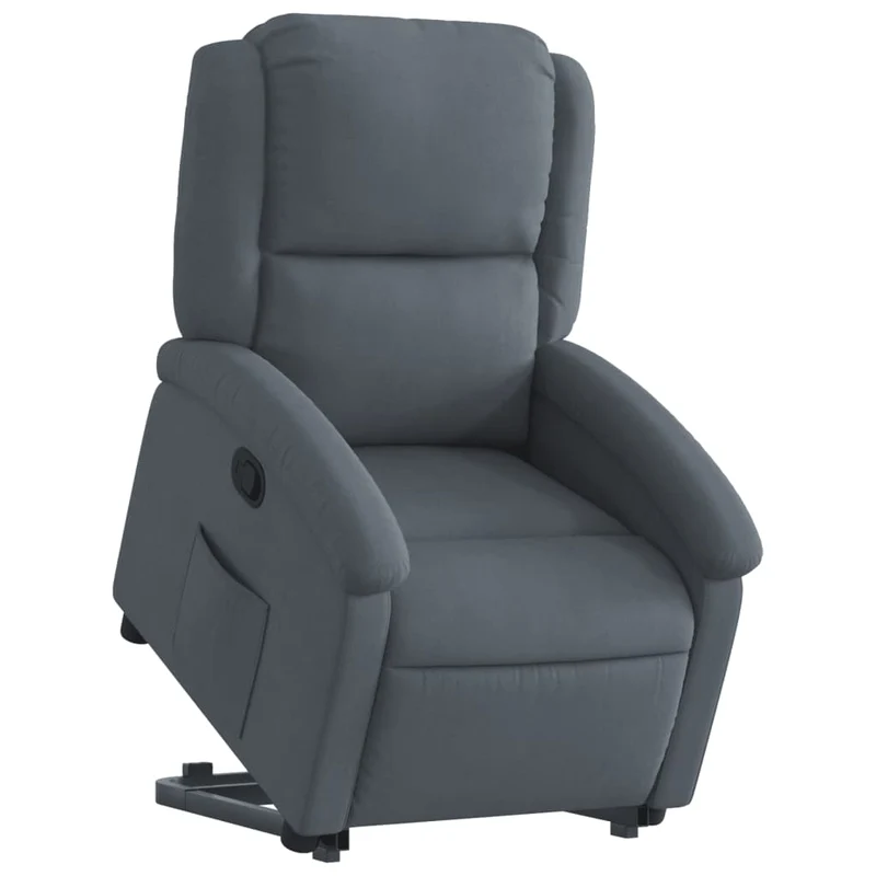 Fauteuil relax TV rembourrage confortable fonction de levage électrique en velours gris foncé DEC027965