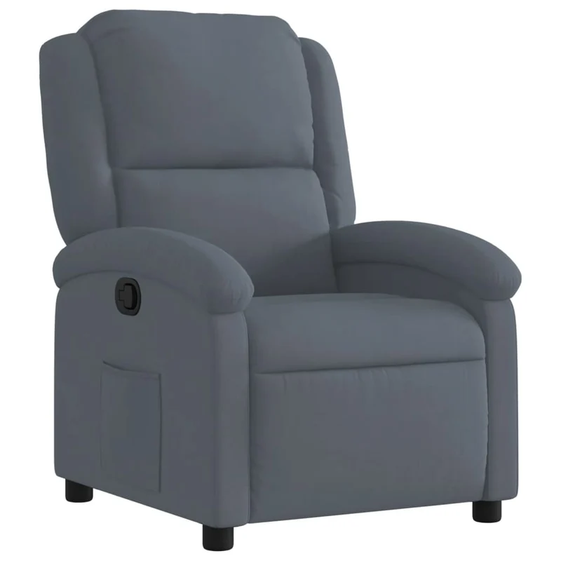 Fauteuil relax TV rembourrage confortable fonction d'inclinaison manuelle en velours gris foncé DEC027963